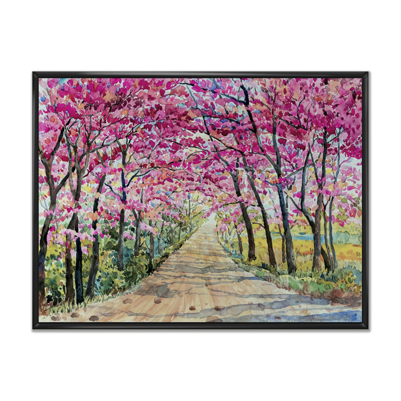 «Path To The Enchanted Pink Forest», reproduction sur toile flottante, H 8 po x l 12 po, Reproduction avec cadre flottant