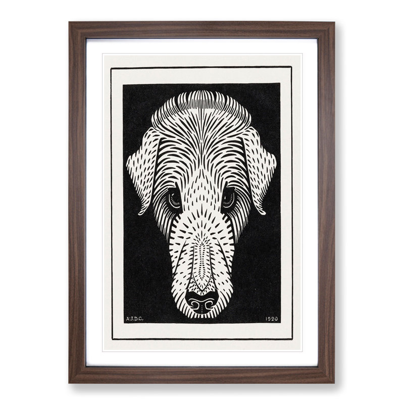Dogs Head by Julie De Graag - Picture Frame Painting, 65cm H x 48cm W x 2cm D, Walnut Framed