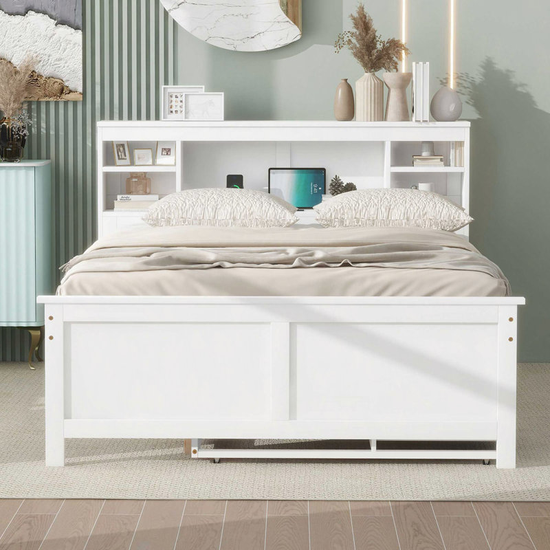 Lit plateforme avec rangement de qualité supérieure en bois massif de conception moderne, parfait pour les chambres confortables