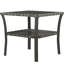 Table d'extérieur en verre trempé gris, tablette de rangement, cadre en aluminium à 2 extrémités carrées
