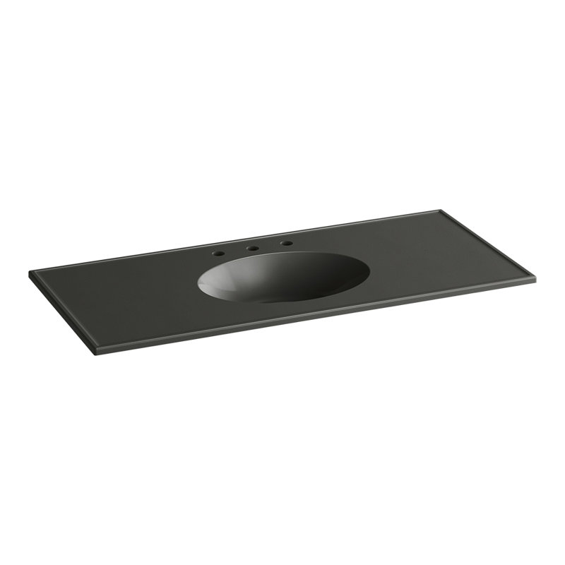 Ceramic Impressions Water Rectangular Dual Mount Bathroom Sink with Overflow, Thunder Grey Impressions