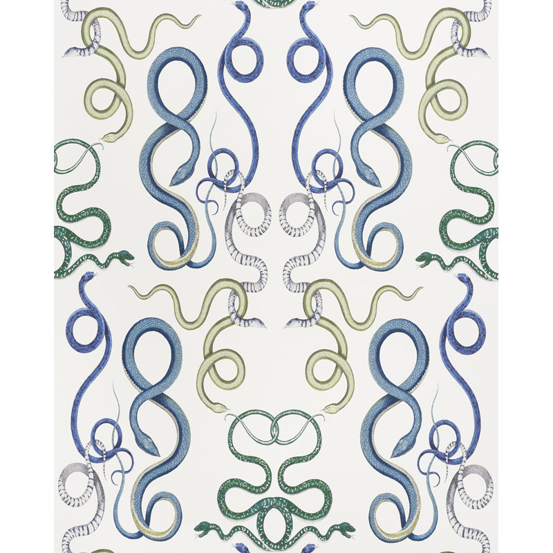 Schumacher x Charlap Hyman & Herrero Giove Wallpaper, Emerald/Sapphire