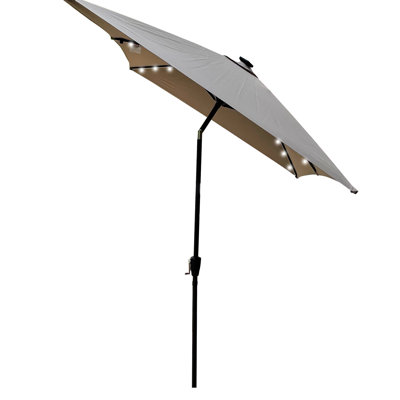 Parasol à DEL 10 x 6,5 pi pour terrasse Toile résistante aux intempéries, protégée. Assemblage facile. Black Pole, 26. Idéal pour le jardin et la cour. Parasol rectangulaire moyen gris 10 pi x 6,5 pi À énergie solaire. Auvent. Manivelle