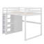 Lit mezzanine en bois pleine grandeur avec tablettes de rangement intégrées pour garde-robe et éclairage DEL-153159048