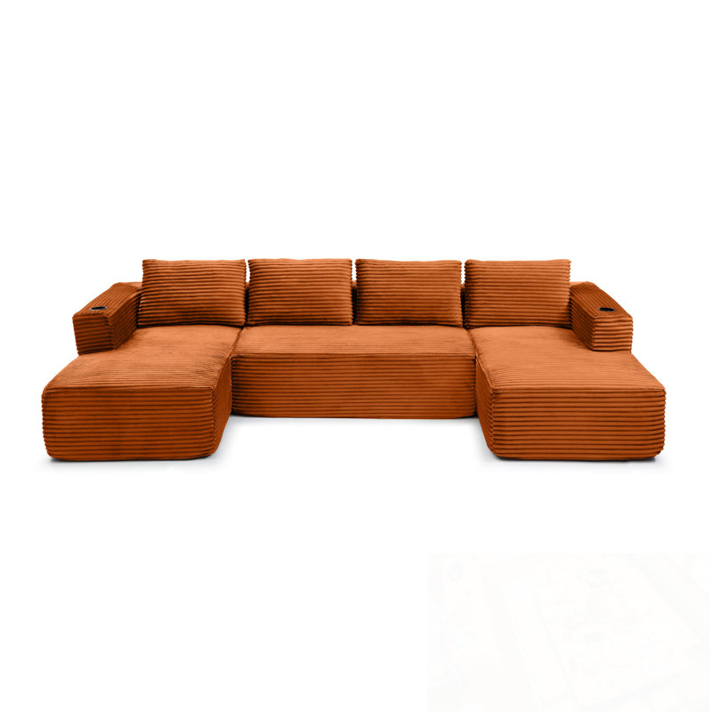 Canapé modulaire en Corduroy, Orange