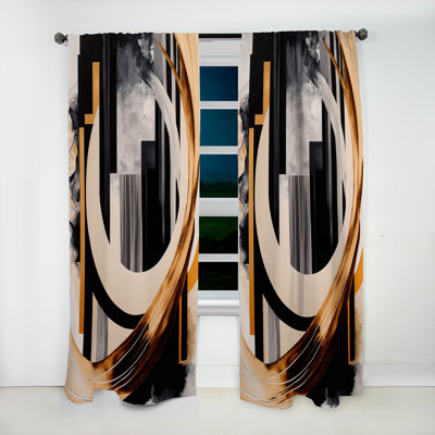 Marianna - Gold Touch Art Deco I - Abstract Curtain - Velvet Room Darkening - 1 panel