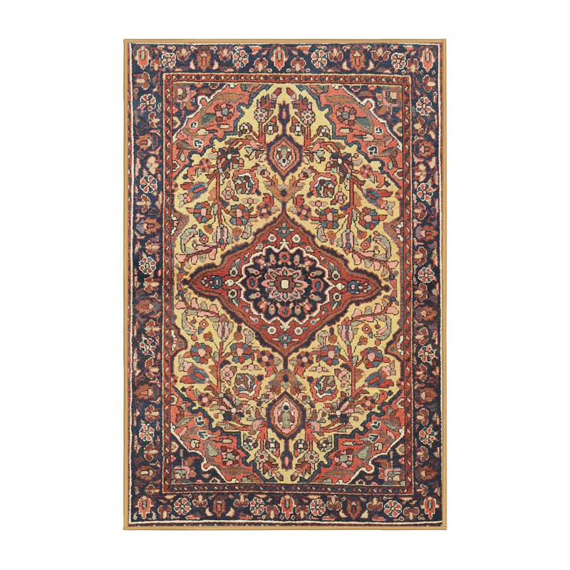 Tapis oriental brun / jaune / rouge, Rectangle 8 pi x 10 pi