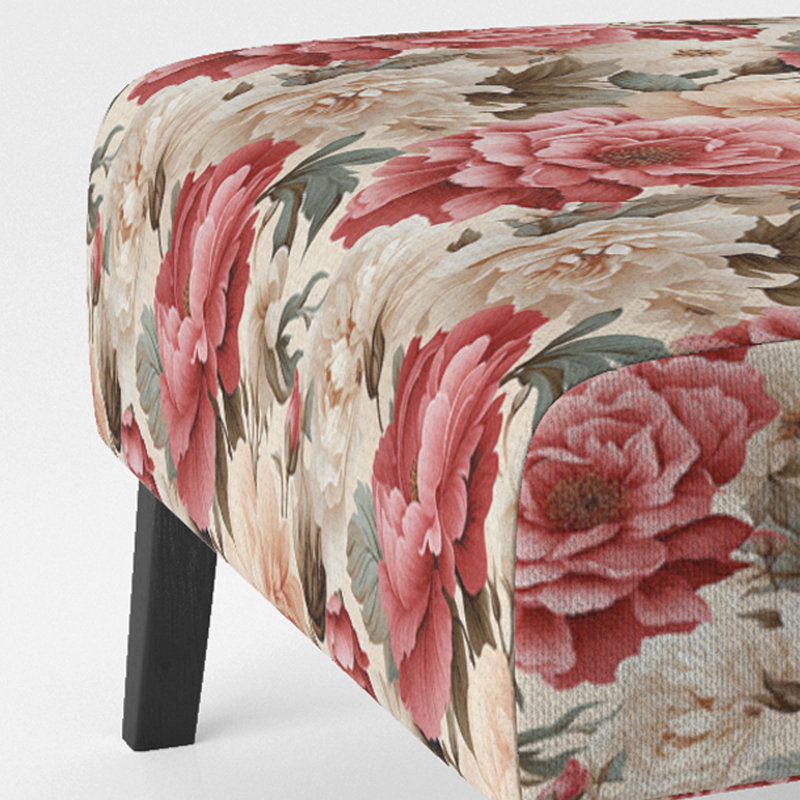 Rustic Victorian Brocade Victorian Pattern - Upholstered Floral Accent Chair Cottage Side Chair