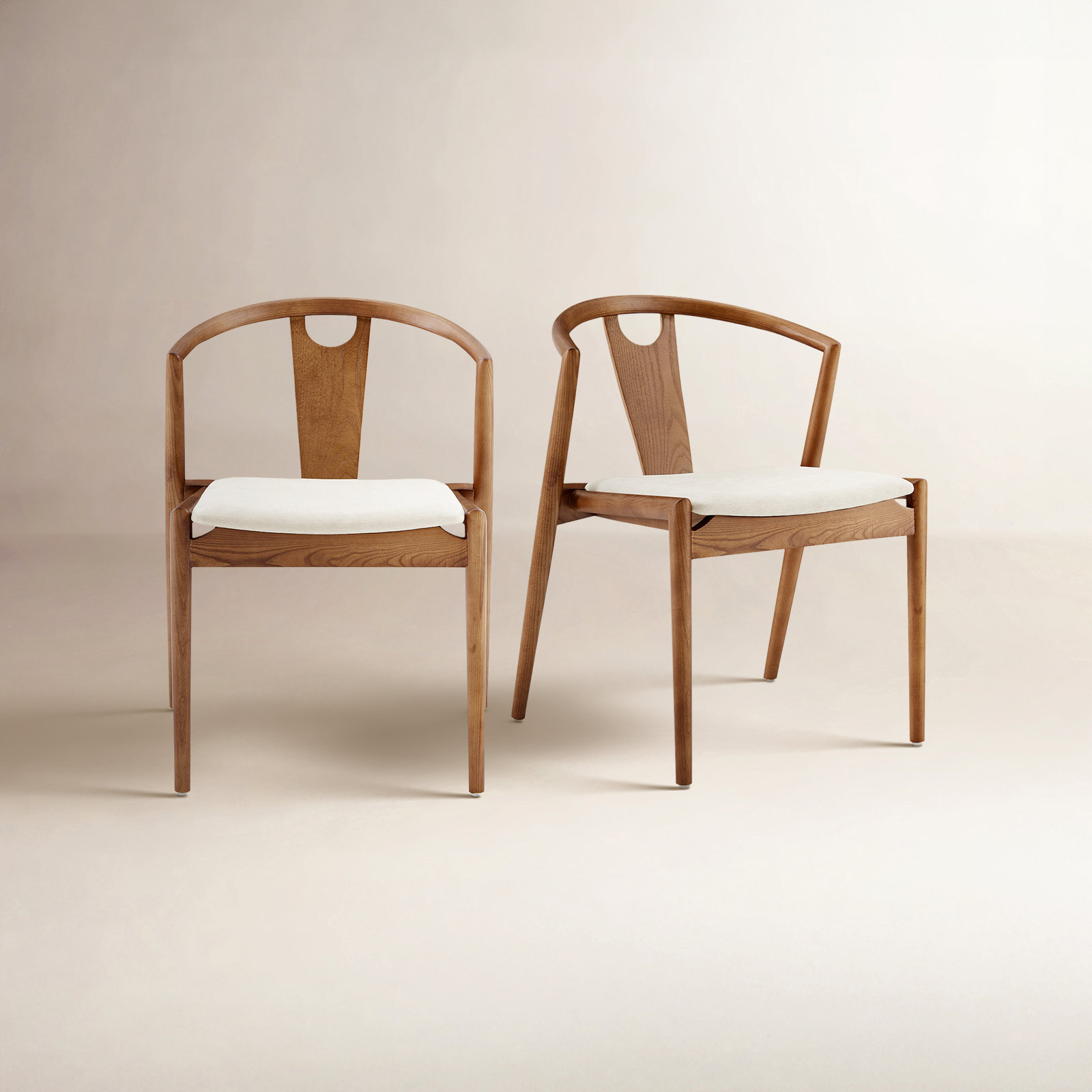 Ambra Dining Chair, 2, Natural/Walnut Stained