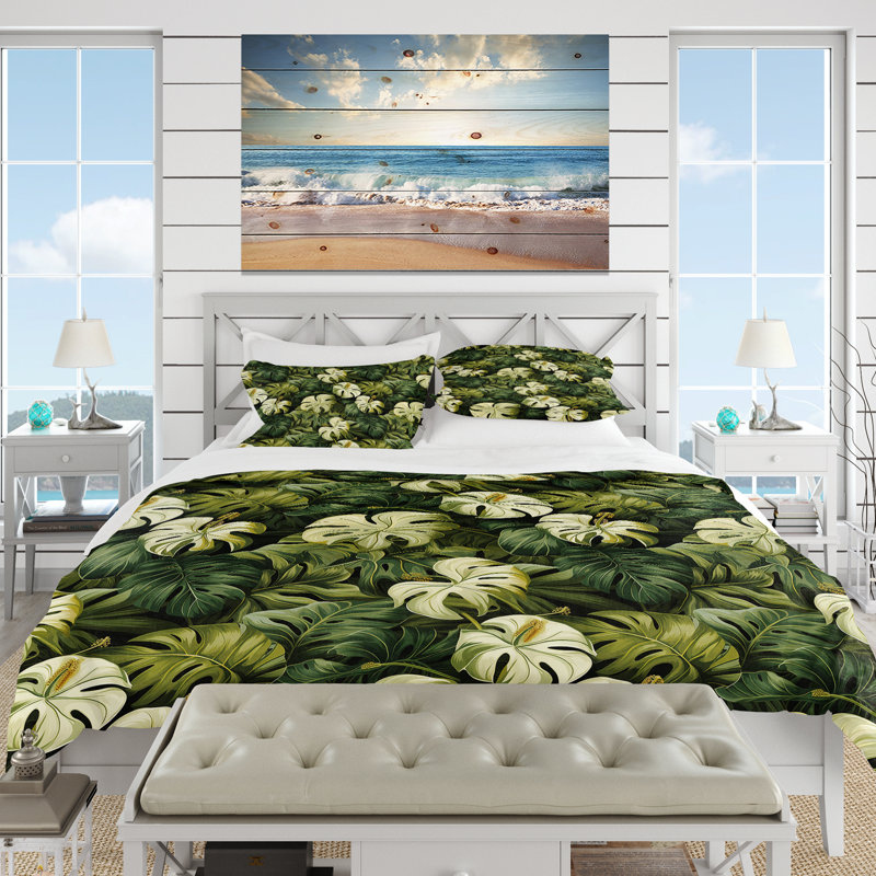 Literie Monstera Elegance, Housse de couette pour très grand lit et 2 très