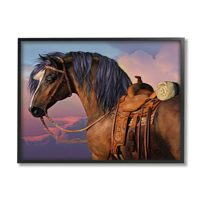 Az-048-Framed " Cowboy's Pride Horse And Saddle " by Laurie Prindle