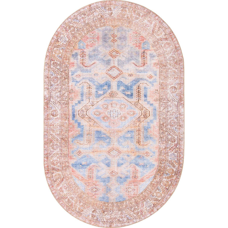 Bernabe Chenille Geometric Indoor Rug, Oval 5' x 8'