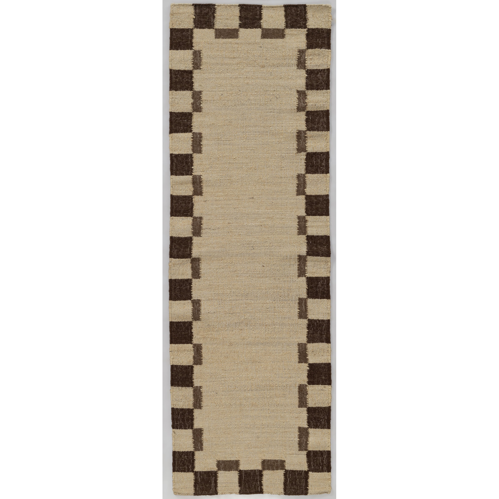 Heidi Checkered Flatweave Jute Rug, Brown, 2'6x8'
