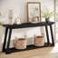 Console en bois massif 62,99 "avec tablettes de rangement à 2 niveaux pour le salon, le vestibule-123140103