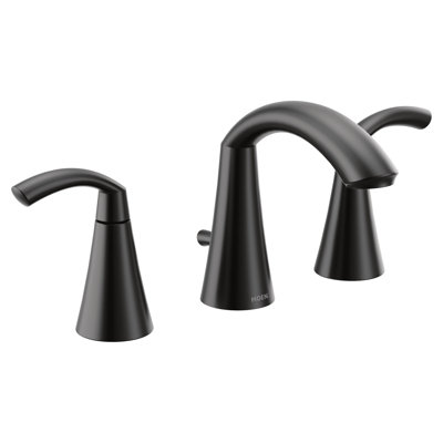 Matte black two-handle high arc bathroom faucet