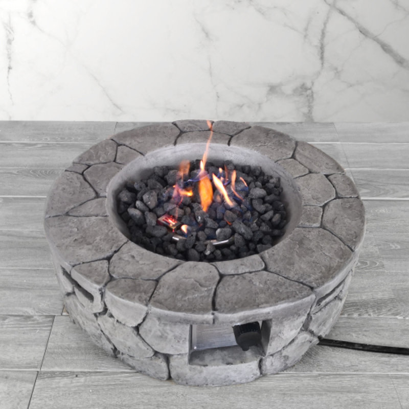 9'' H X 28'' W Fiber Reinforced Concrete Outdoor Fire Pit(Stone Gray)