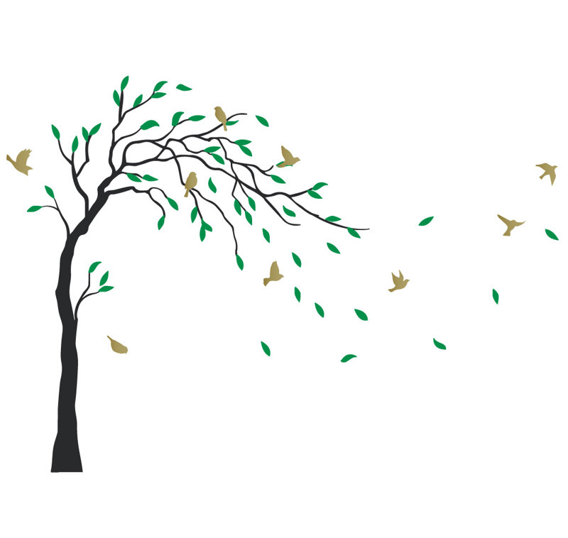 Plants & Flowers Non-Wall Damaging Wall Decal, Black/Green/Gold