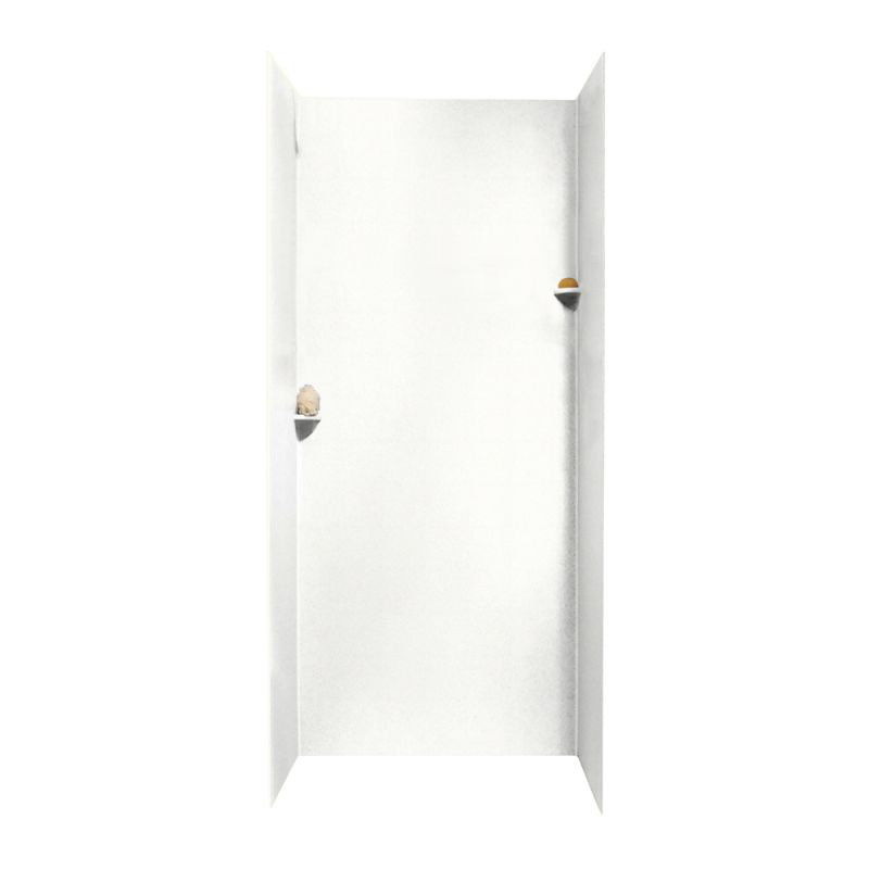 36'' W 36'' D 96'' H Glue Up Solid Surface Wall, Tahiti White