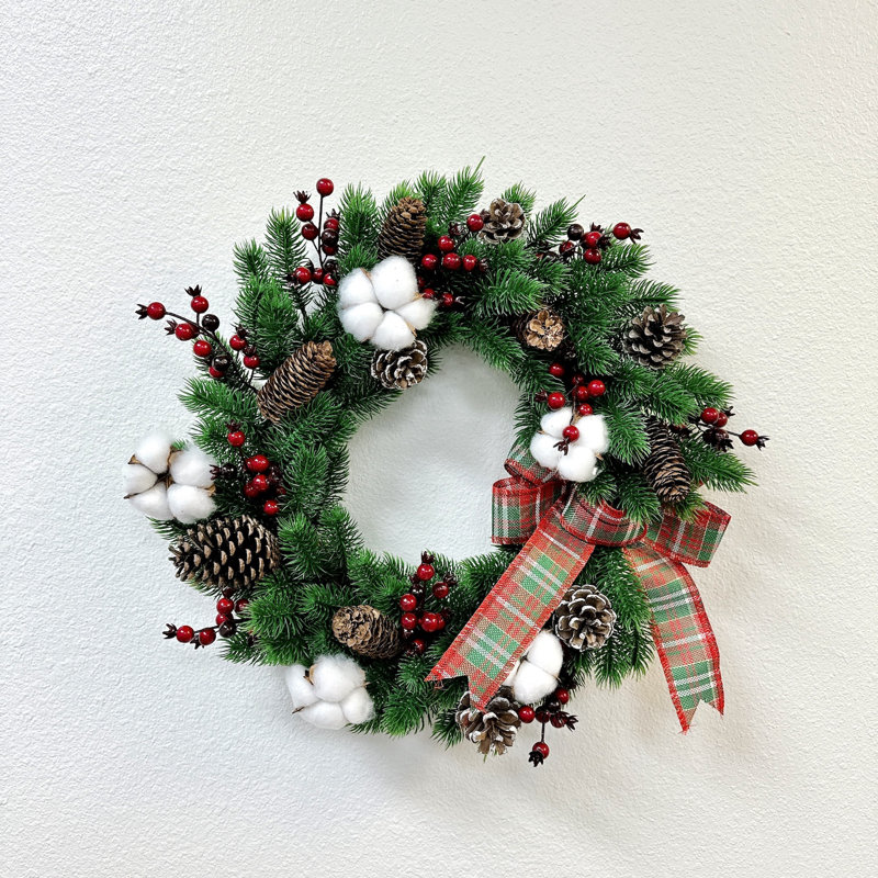 Couronne de sapin de Noël décorative faite à la main 22 "Ansuma pour Noël