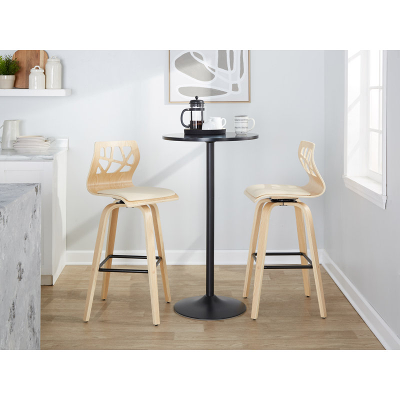 Fayette Fixed-Height Swivel Bar & Counter Stools with Square Footrest, Natural, Cream, Bar Stool (29" Seat Height)