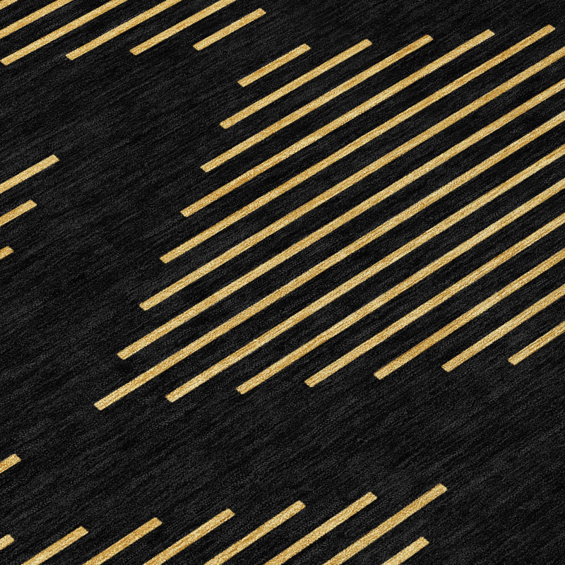 Black Rectangular Machine Washable Synthetic Area Rug