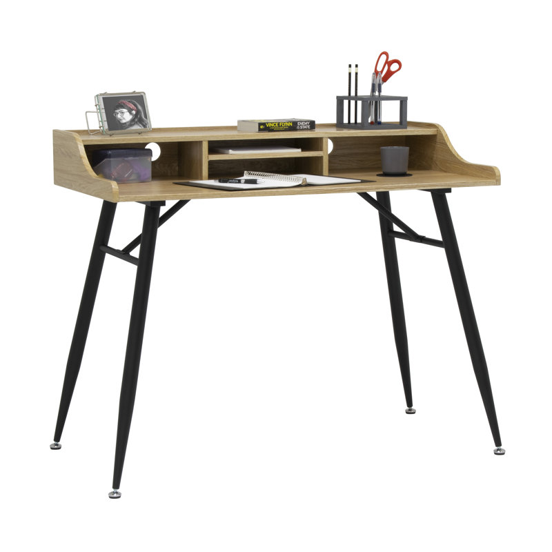 Haddan Metal Base Writing Desk, Ashwood/Black