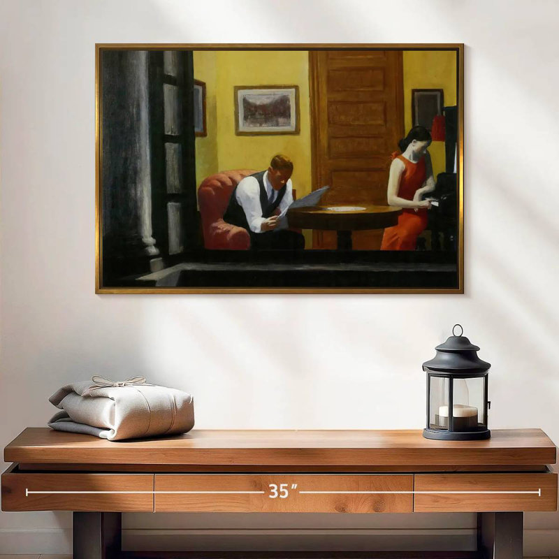 Chambre à New York, 25 po x 17 po, Cadre flottant doré