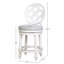 Tabouret de bar rond en bois pivotant à hauteur de comptoir de 26 po en blanc, haut dossier, retour automatique à 180 degrés, rembourré sur une structure solide, pieds tournés avec, anneau en métal de repose-pieds, tabouret de poids de 48,91 lb,