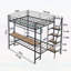 Lit superposé double au-dessus d'un lit double avec bureau intégré et éclairage à DEL - conception loft peu encombrante pour enfants et adolescents, structure robuste, assemblage facile
