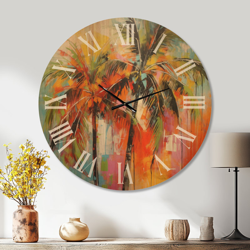 Horloge murale Pop Art Palm Trees I, Oversized