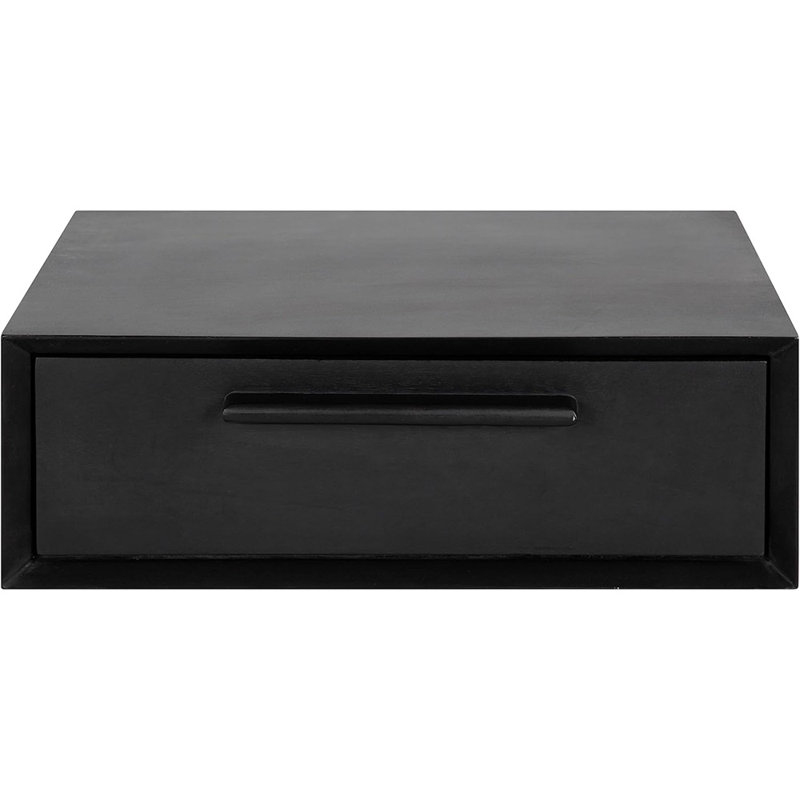 Lauklyn  Decorative Transitional Floating Bedroom Nightstand With A Concealed Cubby Compartment, Black, 18 X 12 X 6 Floating Wood Storage Shelf