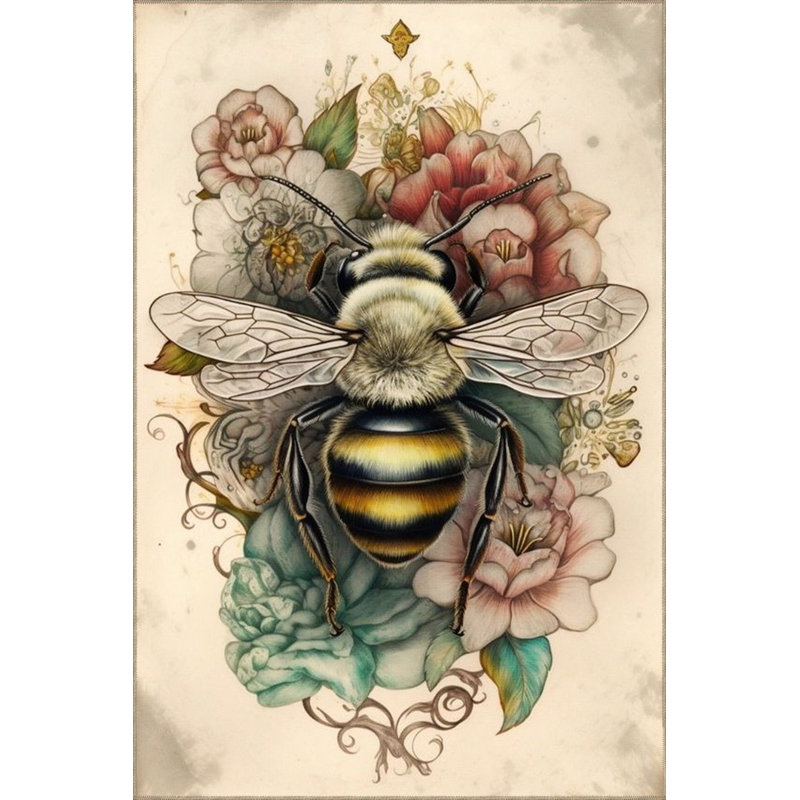 Multi Color Bee Pattern Washable Area Rug, Rectangle 2'6" x 4'11"