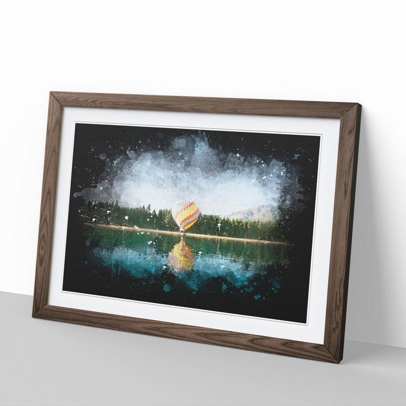 Hot Air Balloon Vol.1 - Picture Frame Graphic Art, 36cm H x 48cm W x 2cm D, Walnut Framed
