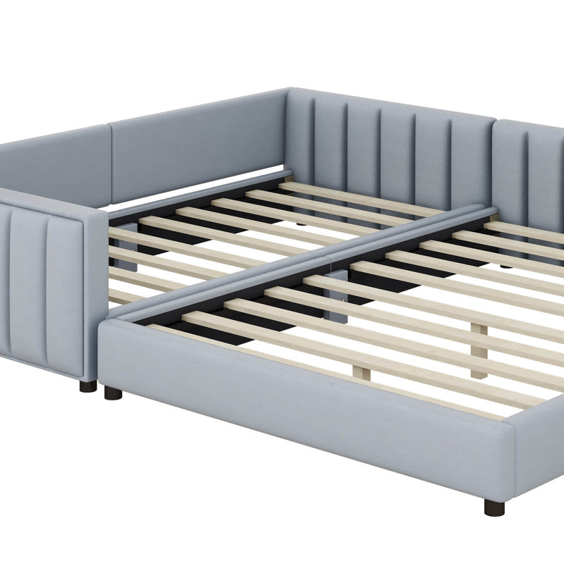 Amaliah Queen Upholstered Platform Bed with Twin Xl Daybed, Gray