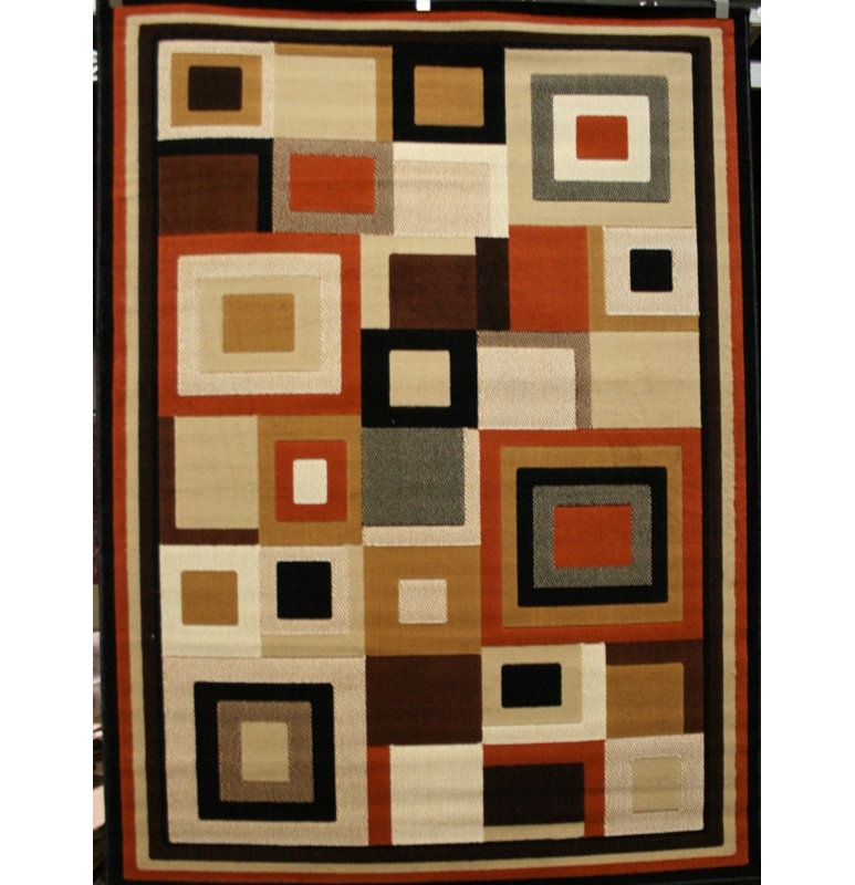 Tapis de zone orange contemporaine Royal, 5'2" x 7'2"