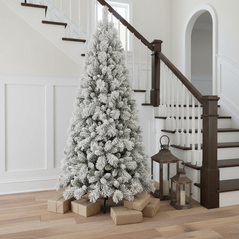 Arbre de Noël pin vert et blanc 7 pi