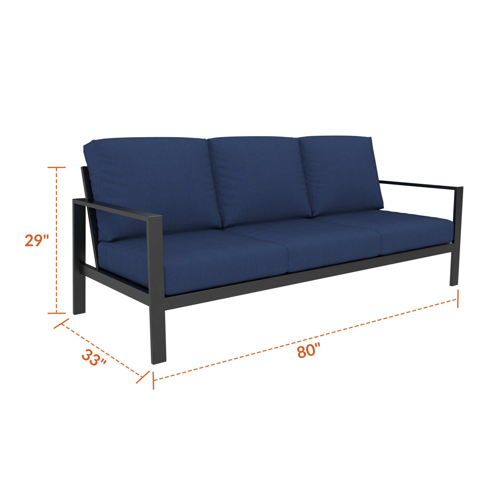 Townsend 80" Sunbrella® Patio Sofa, Canvas Navy Sunbrella® Canvas, No, None