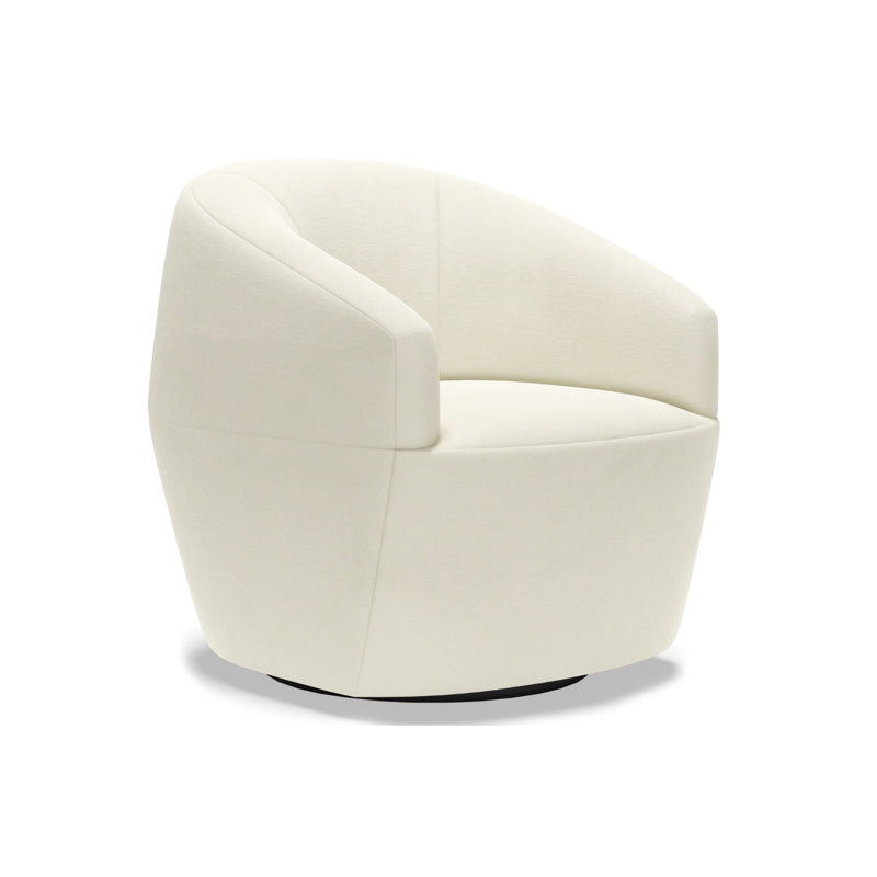 Artistica Upholstery Swivel Barrel Chair, White/Ivory