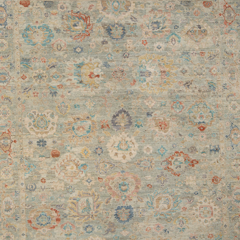 Light Blue Anqtiue Revival Wool Rug