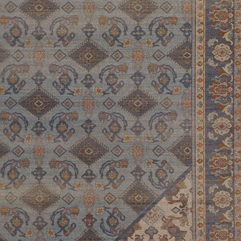 Tapis bleu et ivoire Maril Wesley, Tapis de couloir 1 pi 6 po x 8 pi
