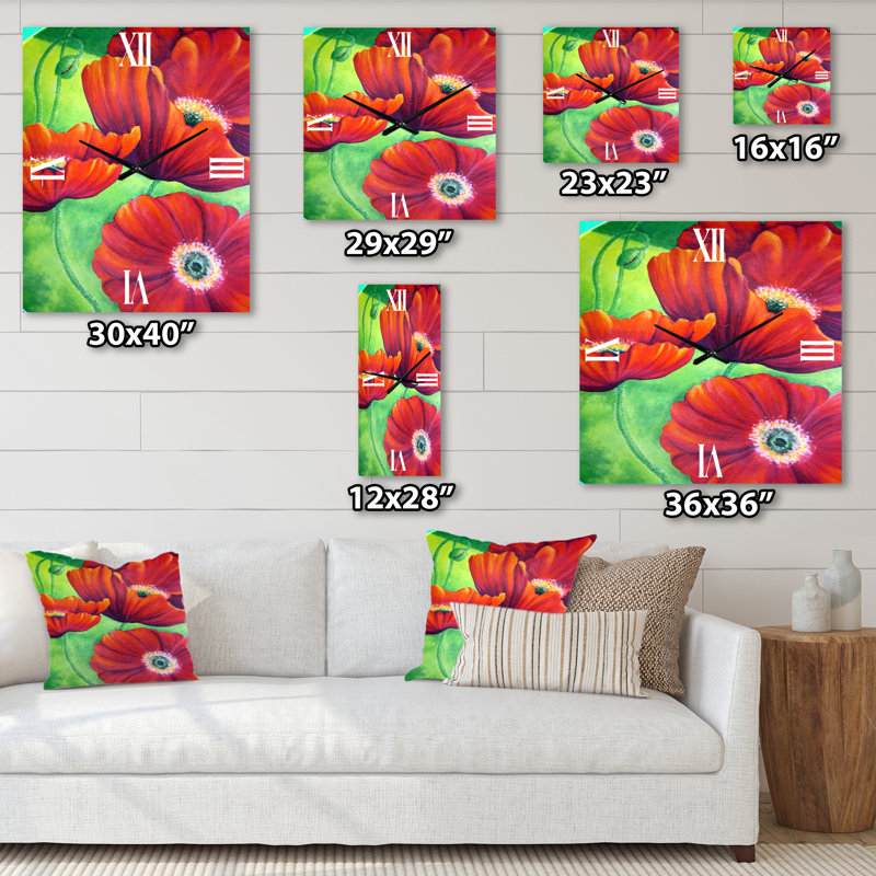 Horloge murale Blossoming Poppies VII, Grand