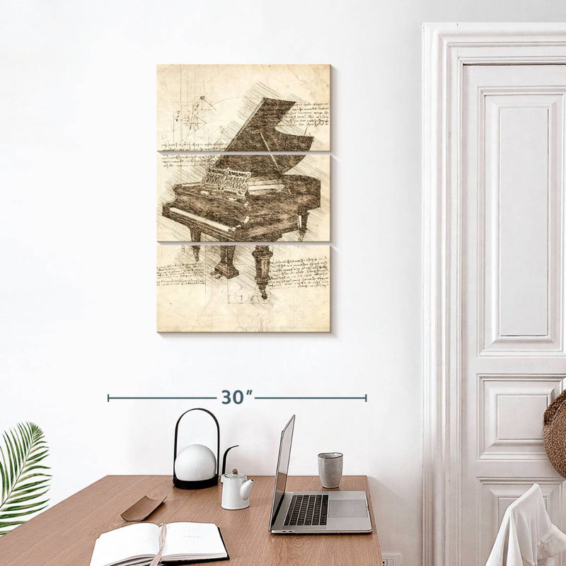 Old Grand Piano, H 32" x l 20"