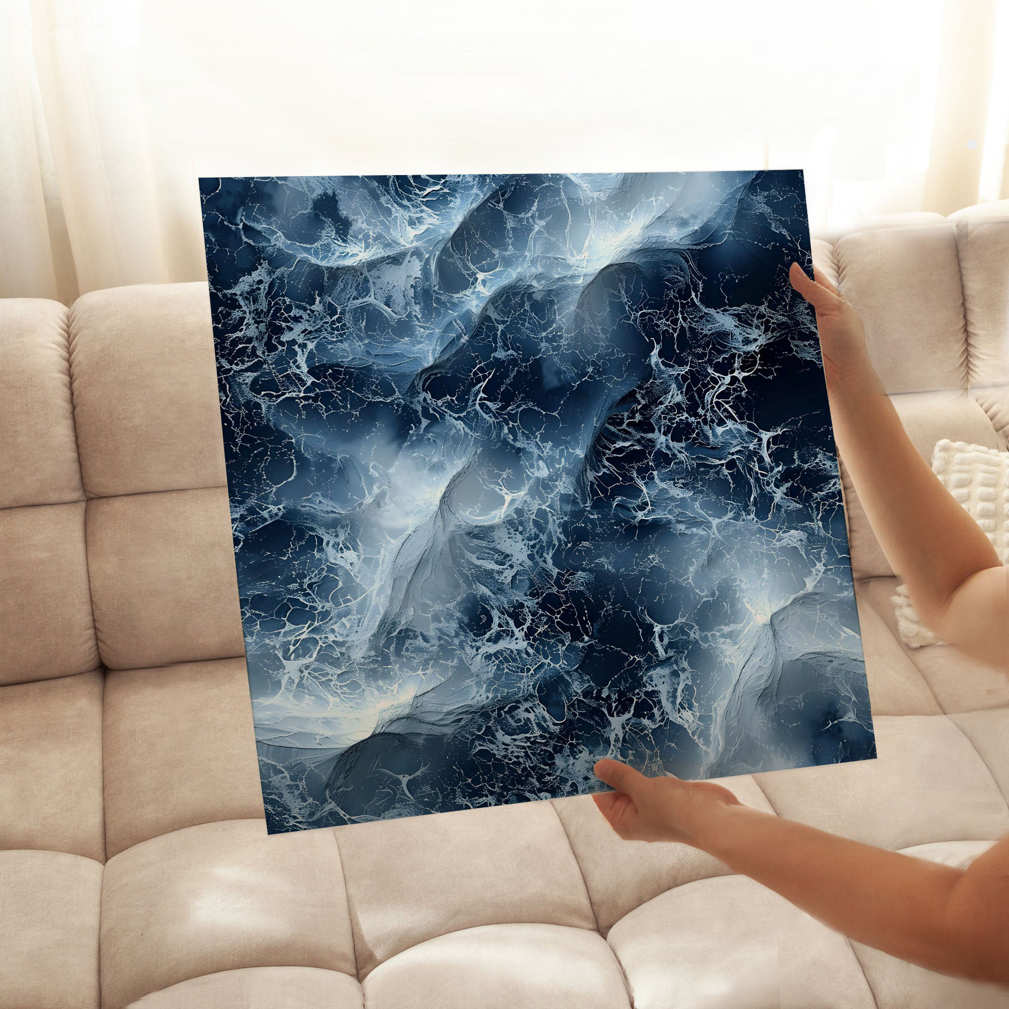 Ocean Printed Highland Dunes Beach and Coastal Ocean Waves Pattern IX Nautical ...