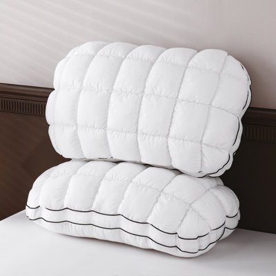 Soft Down Alternative Bed Pillow King Size, Cotton Shell-Medium Loft, 2-Piece (White)