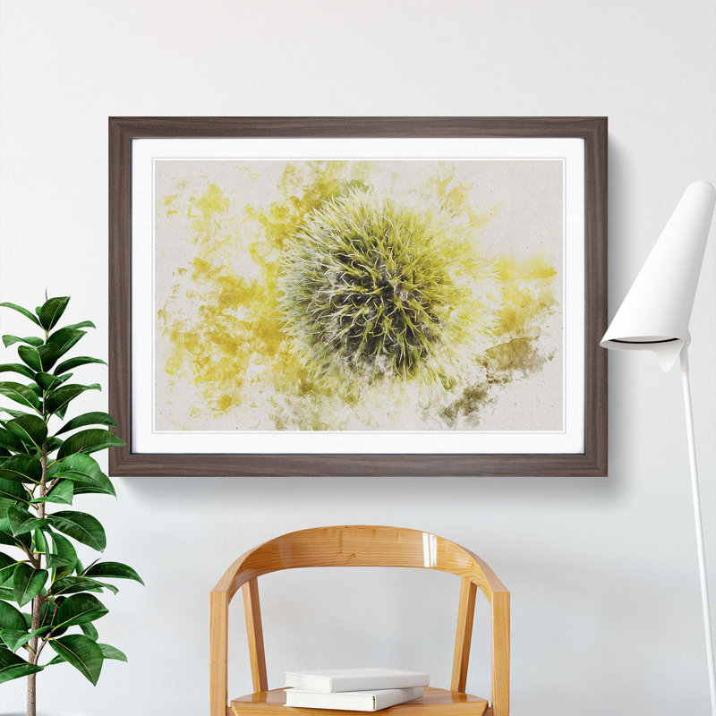 Thistle Flower Vol.2 Watercolour - Picture Frame Graphic Art, 36cm H x 48cm W x 2cm D, Walnut