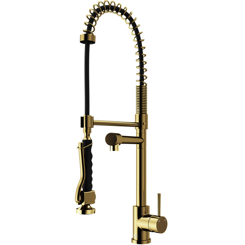 Zurich 27" H 1-handle Pull-Down Kitchen Faucet, Matte Gold