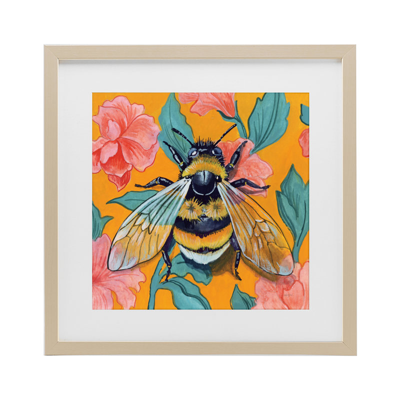 «Bumble Bee & Flower», impression encadrée sous verre, design par Kate Jarvik Birch, H 16 po x l 16 po