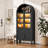 71'' Tall Full Wood Arched Bookcase with Glass Doors, Adjustable Shelves & LED Lights, Drawer, Bookshelf -1701483662
