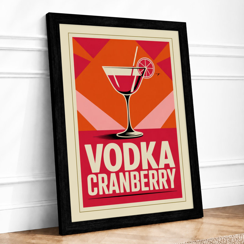 Vodka Cranberry Poster Retro - Framed Print, A1 - 84.1 x 59.4 cm, Black
