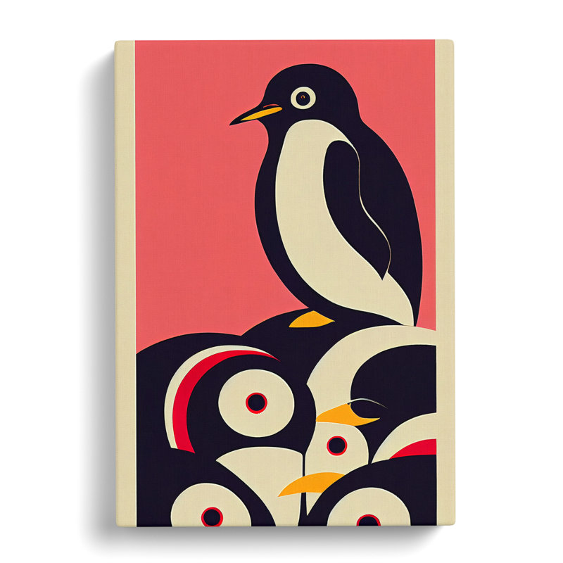 Modern Abstract Penguin No.7 - Wrapped Canvas, 50cm H x 35cm W x 3cm D
